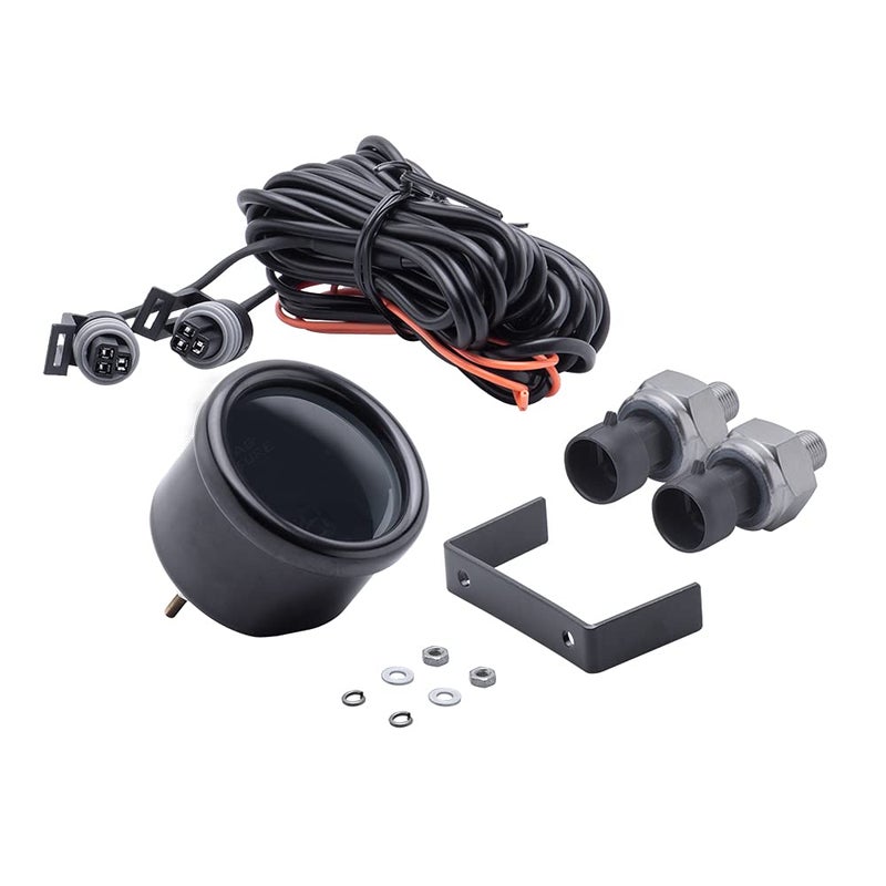 CNRAQR Dual Display Air Suspension Gauge Air Ride Air Pressure Gauge 2Inch 0-220PSI with 2Pcs 1/8NPT Sensors and 16.5ft Sensor Cable LCD Red - Image 2